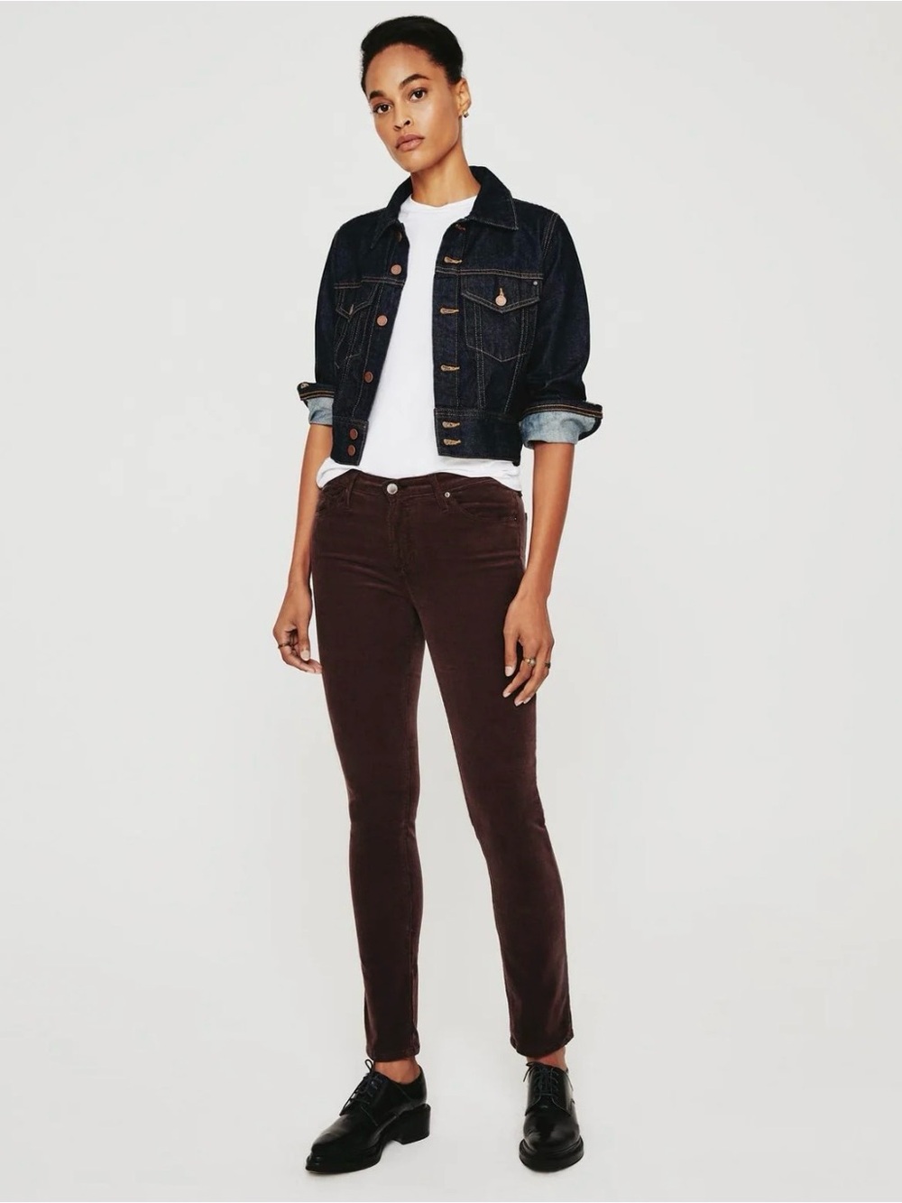AGAdriano Goldschmeid The Prima Mid-Rise Cigarette Corduroy Pants in Dark Brown